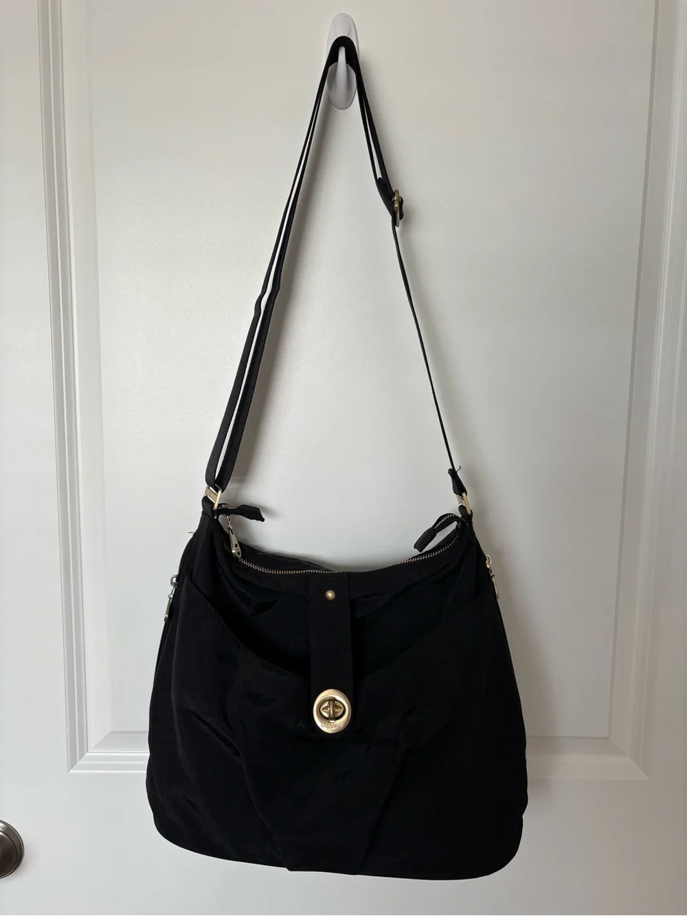 Baggallini Black Shoulder Bag with Gold Turn-Lock